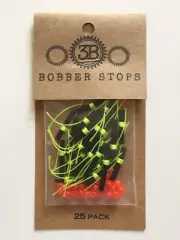 Bobber Stops 25 Pack String Slip-Knot Chartreuse Green Blue Pink Orange Red USA