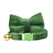 ANYWAGS Cat Collar Dark Green Bow Large with Safety Buckle, Bell, and Durable Strap Stylish and Comfortable Pet Accessory