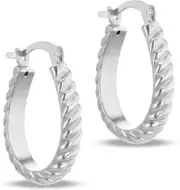 Amazon Essentials Sterling Silver Oval Twisted Creole Earrings