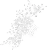 DECORNIJIA Flower Shaped Hair Comb for Bride Elegant Pearl Hair Accessory for Weddings Engagements and Special Occasions Handmade Silver Floral Design Headpiece