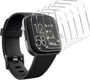 [5 Pack] Compatible for Fitbit Versa 2 Tempered Glass Screen Protector, YMHML Waterproof 9H Hardness Crystal Clear [No-Bubble] Anti- Scratch Easy Installation Film for Fitbit Versa 2 Accessories