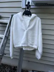 Hollister Gilly Hicks Crop Sherpa Sleep Hoodie off white size XXL