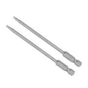 Ball End Hex Head Drill Bit H2.5 Head 4" L 1/4" Shank Steel Screwdriver Bit 2Pcs