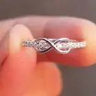 Infinity Half Eternity Wedding Band, Minimalist Stacking Ring, Pave Ring