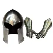 Christmas Medieval HELMET /GLOVE set Knight Costume Role Play Cosplay Body Armor