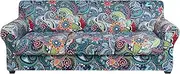 [hyha] Couch Cover, Floral Pattern, Stretch, Printed, 4 Pieces, Sofa Slipcovers, for 3 Separate Cushion Couch Sofa, Washable Furniture Protector for Dogs (Paisley Floral)