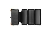 Solar Power Bank Portable Charger 20000mAh Phone Laptop Battery Pack 4 Foldable Panel Kit Camping External LED Flashlight