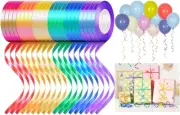 24 Rolls Curling Ribbon for Crafts, Balloon String Roll, Iridescent Color for Gi