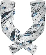 Amooorous Silver-blue Acid Irregular Abstract cooling tattoo cover up UV protection sleeves youth for tattoo cover anti-snag cubre brazos