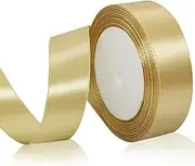Satin Ribbon, 20mm × 22m Double Sided Polyester Gift Wrapping Ribbon for Crafting Xmas Valentine Bouquets DIY Sewing Project Cake Wedding Party Decoration (Gold)