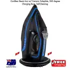 Cordless Steam Iron w/ Ceramic Soleplate, 360degree Charging Base, Self-Cleaning