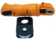3/16" x 50' Synthetic Winch Rope W/ 4 Ton Snatch Block ATV UTV Recovery