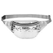 Sequined Large Fanny Pack for Women, Waist Belt Bag, Crossbody Bag Shiny Silver