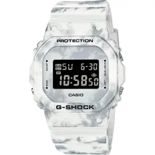 【CASIO 卡西歐】G-SHOCK 冬季森林 雪地迷彩手錶(DW-5600GC-7)