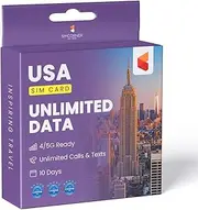 SimCorner USA Travel SIM Card (Unlimited 4G Data,10 Days) - 3-in-1 Data SIM Card - Standard, Micro & Nano SIM Card - Unlimited Calls & SMS to US, Hawaiian Mobiles & Landlines