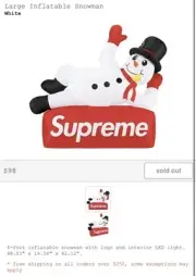 Supreme FW22’ Large Inflatable Snowman White ✅ In Hand Ready to Ship ✅