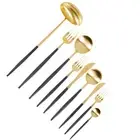 NEW Cutipol Goa Black/Matte Gold Cutlery Set 75pce w/Bonus Wooden Canteen