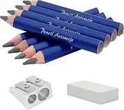 AUTEMOJO Suitable for 2-6 years old short triangle grip thick pencil 8 3.5-inch preschool children handwritten drawing mini wooden pencils (Dark blue, 5mm thick core)