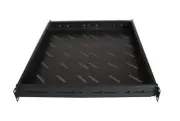 1U Fixed Vented Server Shelf 19" 4 Post 16in - 37in Adjustable Rack Mount Black