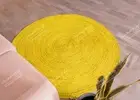Hand Braided Solid Yellow Jute Round Rug Circle Area Rug Round Doormat Jute Rug