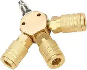 Quick Coupling Pneumatic T Shape Connector, Three Way Tee for Air Pipe, Premium Metal, Resistant, Easy Slide Collar Lock, NPT1/4 Interface, 150MPa Pressure