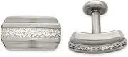 [JewelryWeb] 20mm Titanium and 925 Sterling Silver Brushed And Polished Cufflinks