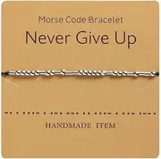 [Caiyao] Morse Code Bracelets Be Brave Believe Hope Faith I Love You Inspirational Jewelry Silk Weave Adjustable Beaded Bracelets for Women Men Girls Boys Teens Best Friend Gift