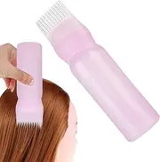 Hair Oil Applicator, 160 ml Hair Oil Applicator, with Graduated Scale, Root Comb Applicator Bottle, Hair Dye Brush Applicator Bottle for Hair Oiling Hair Colourations (Pink)