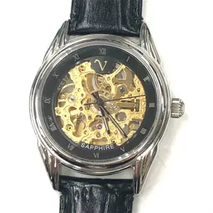 范倫鐵諾Emilio Valentino 經典雙面鏤空羅馬數字 自動機械機芯 藍寶石水晶鏡面 真皮石英男錶 女錶 中性錶