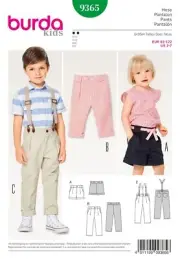Burda Sewing Pattern 9365 Pants Shorts Childs Size 2-7