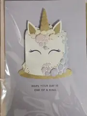 HALLMARK SIGNATURE Unicorn Cake One of a Kind Birthday Card