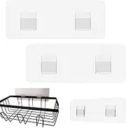 Shower Caddy Adhesive Replacement Sticker 2Pcs U-Shaped Shower Shelf Adhesive Hook Suction Organizer Hanging Strips Transparent Pads Hooks for Kitchen Bathroom, Caddy