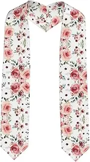 [SKKNT] Blossoming Rose Flowers Print Graduation Shawl Stole For Academic Commencements Honor Sash Congratulations Gift