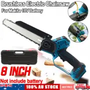 Cordless Brushless 8'' Chainsaw Wood Cutting Pruning Saw For Makita 18V Battery