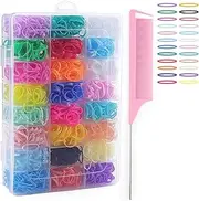 Rovedcity 2000Pcs Baby Elastic Hair Ties with Organizer Box,comb,24 Colors Colorful Mini Hair Rubber Band Soft Hair Ties Pony Ponytail Holders for Toddler Girls Kids Gifts