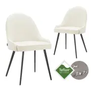 Simplife Set of 2 Dane Cream Stain Resistant Waterproof boucle Fabric Dining Chair