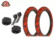 ALTA 20 X 2.35 SEMI-SLICK STREET PARK FIRE BALL GRAPHIC TIRES BMX BIKE RED 6PC.