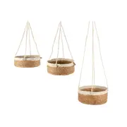 3pc Maine & Crawford Airlie Jute Hanging Basket Set w/ Hanger Home Decor Natural