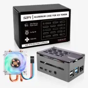 Raspberry Pi 4 Model B Aluminum Brick Case with 4010 Low-Profile Ice Tower Fan