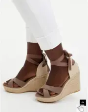 NEW Torrid Womens Ankle Wrap Platform Wedge Sandal Size 10WW Tan Brown