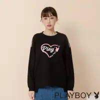 在飛比找momo購物網優惠-【PLAYBOY】筆刷感愛心兔上衣(黑色)