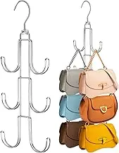 Myfolrena 2-Pack Metal Purse Hanger Organizer, Space Saving Bag Storage Hook for Closet, Holds 6 Bags Each, Silver