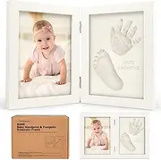 Baby Hand and Footprint Kit - Baby Shower Gifts for Newborn, Personalized Baby Footprint Kit, Baby Keepsake Nursery Picture Frame, Newborn Hand and Foot Print Kit for Girls, Boys (Alpine White)