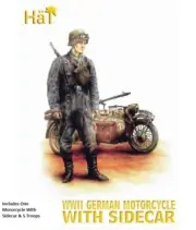 Hat 1/72 Scale German Motorcycle with Sidecar WWII Model Kit - Contains 1 Sprue