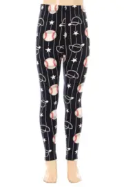 Kids My Baseball Ball & Cap Buttery Soft S/M or L/XL Full Length Leggings