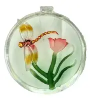Gallerie II Glass iridescent Dragonfly & Tulip Sun Light Catcher 61642 5"