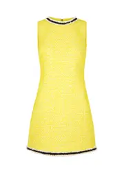 Alice + Olivia Coley Bouclé Tweed Mini Dress - Yellow - 4 (UK8 / S) 4 (UK8 / S)