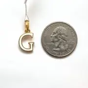 New DAVID YURMAN "G" Initial Charm Enhancer Pendant 18K Yellow Gold White Enamel