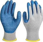 RUFCRIL Work Gloves, Latex Crinkle Coated, Slip-Resistant, Grey, Large, Ambidextrous, 1 Pair