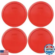 Pyrex 7402-PC 6/7 Cup Poppy Red Round Plastic Food Storage Lid - 4 Pack Made
